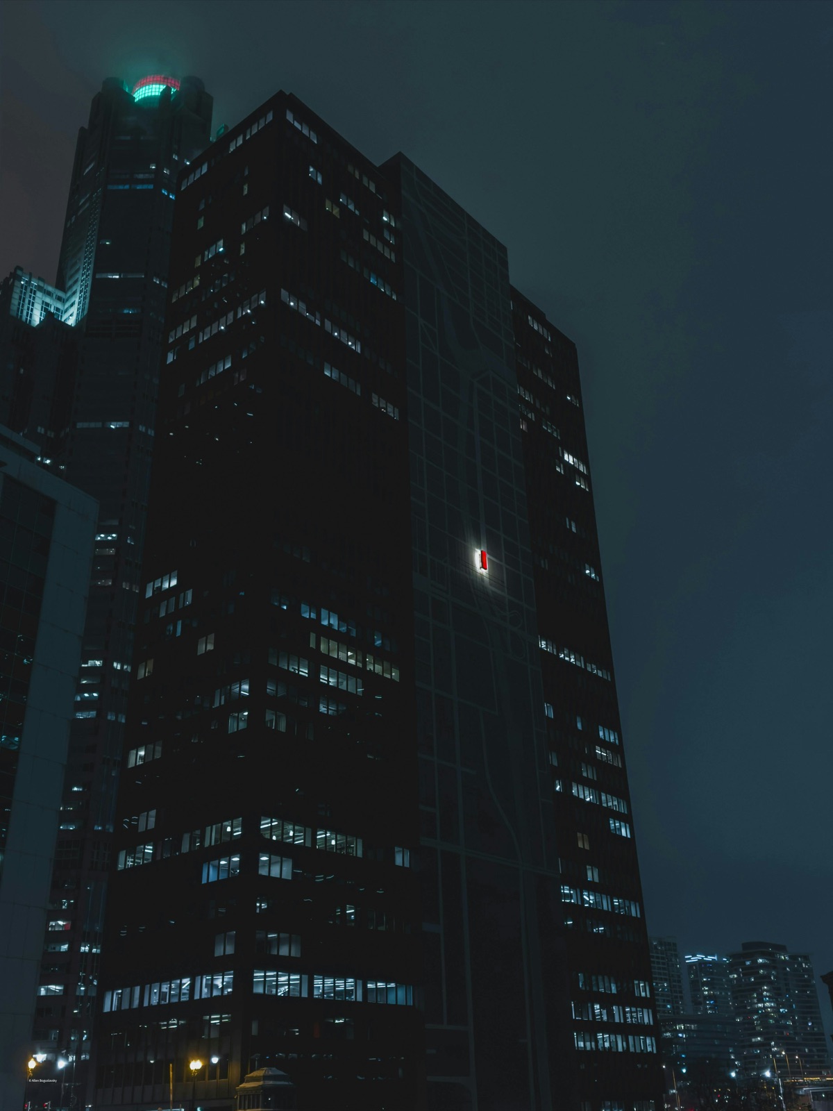 Office towers at night