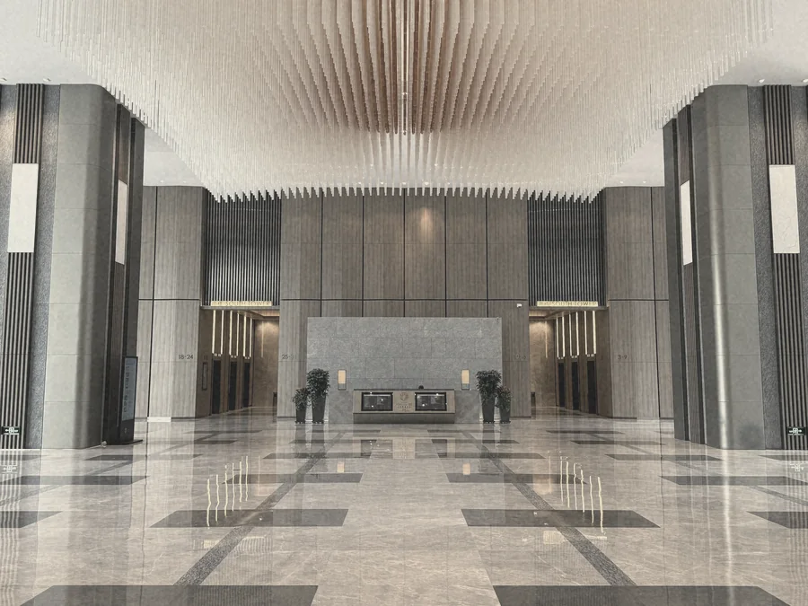 A marble bank lobby
